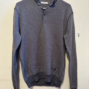 Versace Collection Merino Quarter Button Knit Sweater Men’s Medium Gray